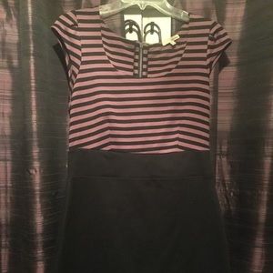 Very cute purple and black stripes w black skirt